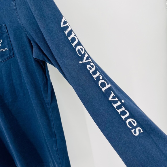 Vineyard Vines Long Sleeve Logo Tee Size Small Muted Navy Blue, Nautical  - Picture 3 of 7